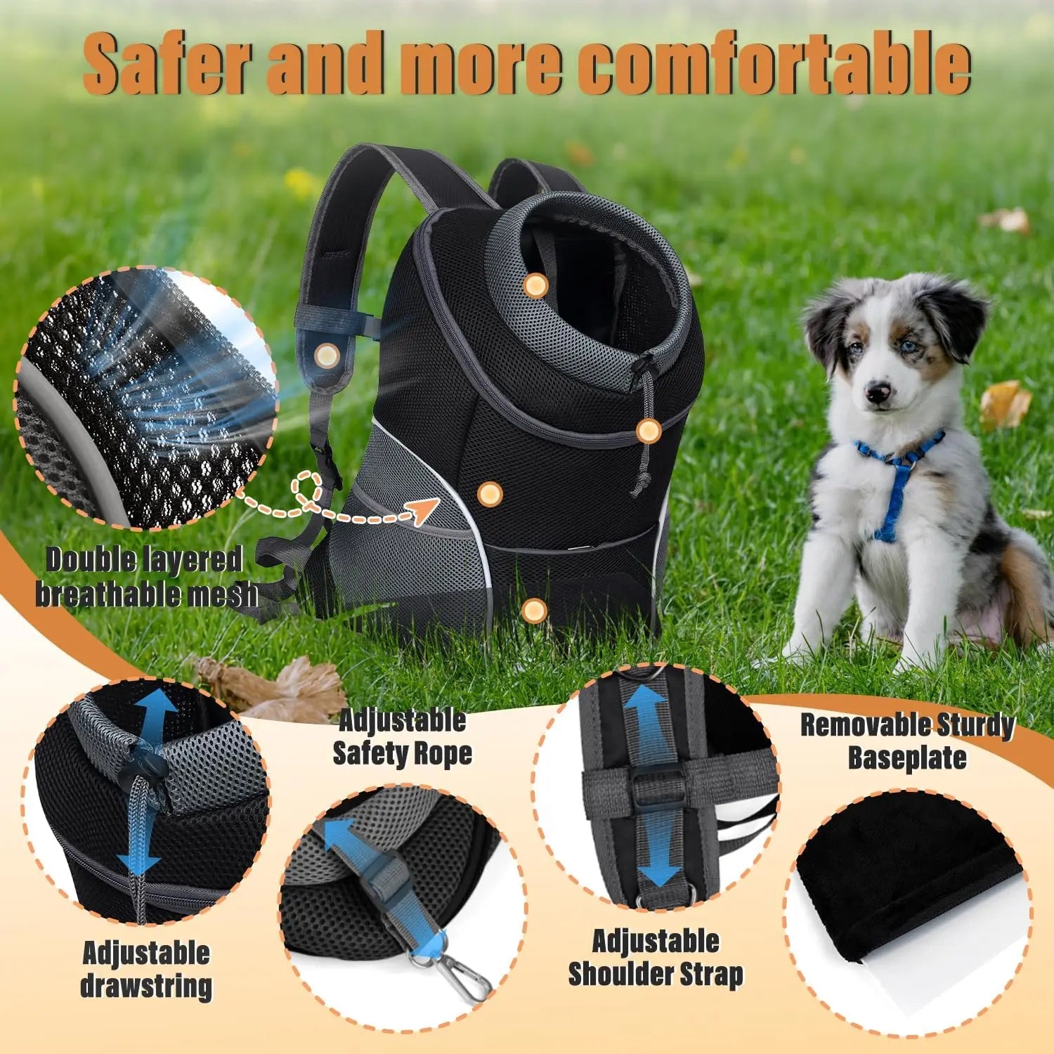 Mochila Transportadora para Perros y Gatos Pequeños – Ventilada y Plegable