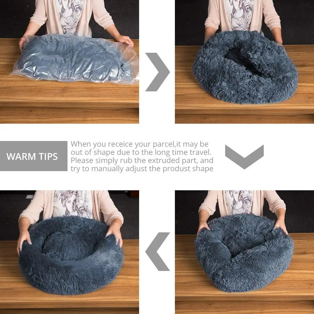 Cama Redonda Nido para Perros y Gatos – Suave y Cálida, 6 Tallas