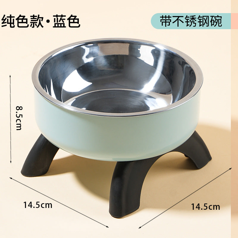 Cat High Bowl Neck Protection Cat Bowl Pet Stainless Steel Bowl Anti-slip Anti-overturning Dog Bowl Dog Food Gown Cross-border New Style