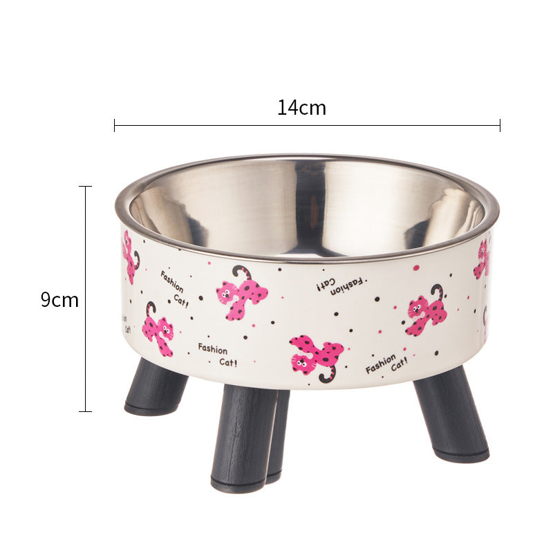 Pet stainless steel bowl non-slip large capacity dog bowl cat goblet bowl neck protection pet bowl anti-knock cat bowl new