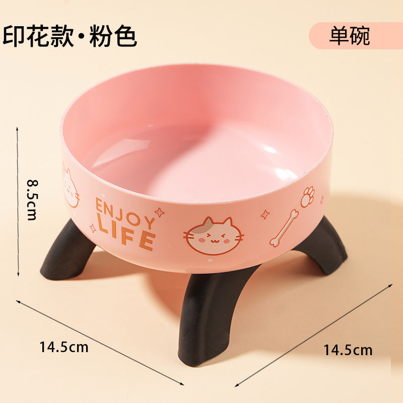 Cat High Bowl Neck Protection Cat Bowl Pet Stainless Steel Bowl Anti-slip Anti-overturning Dog Bowl Dog Food Gown Cross-border New Style