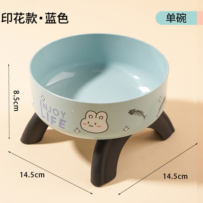 Cat High Bowl Neck Protection Cat Bowl Pet Stainless Steel Bowl Anti-slip Anti-overturning Dog Bowl Dog Food Gown Cross-border New Style