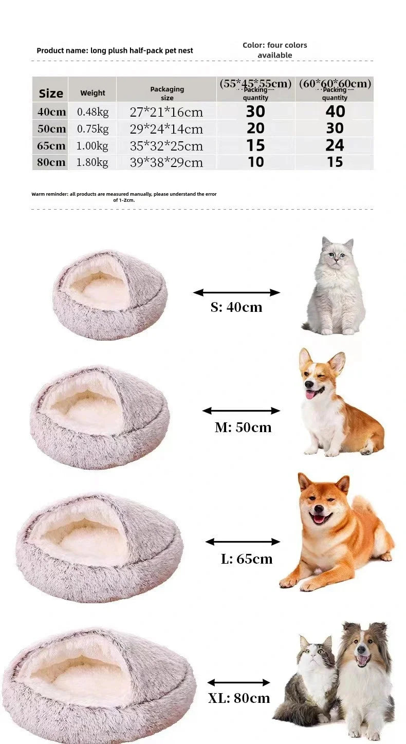 Cama Semicerrada de Peluche para Gato