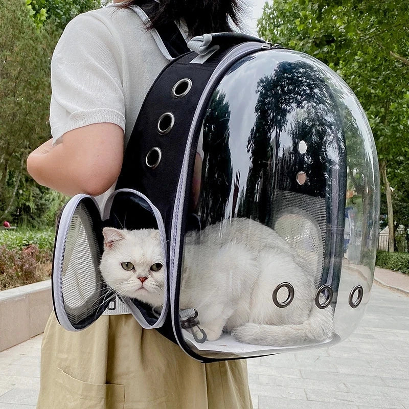Mochila Cápsula Espacial Transparente para Gatos – Respirable y Portátil