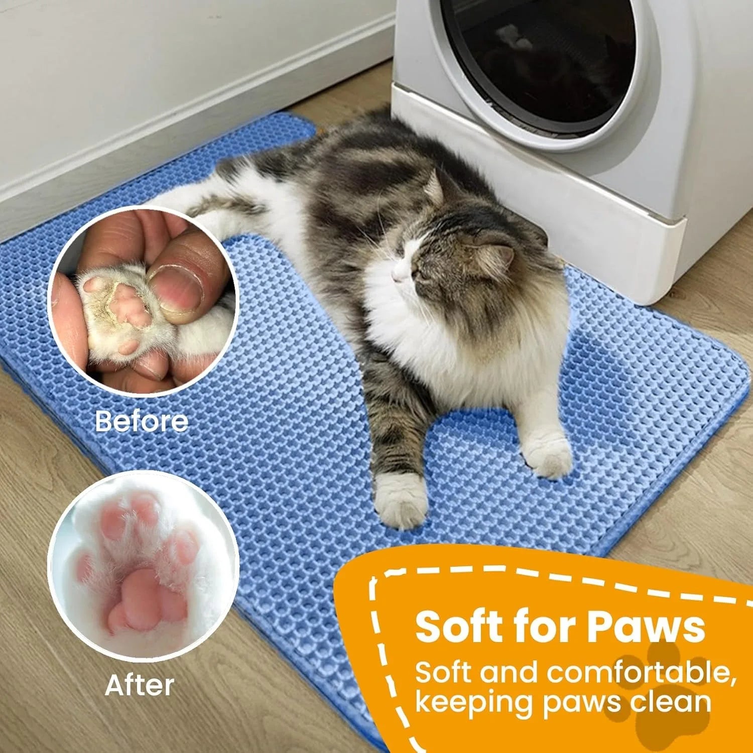 Alfombra Doble Capa para Arena de Gatos – Antideslizante, Impermeable y Lavable