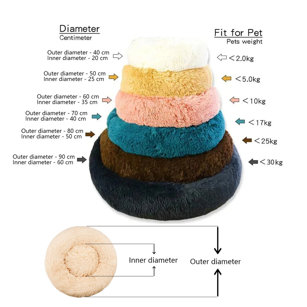 Cama Redonda Nido para Perros y Gatos – Suave y Cálida, 6 Tallas
