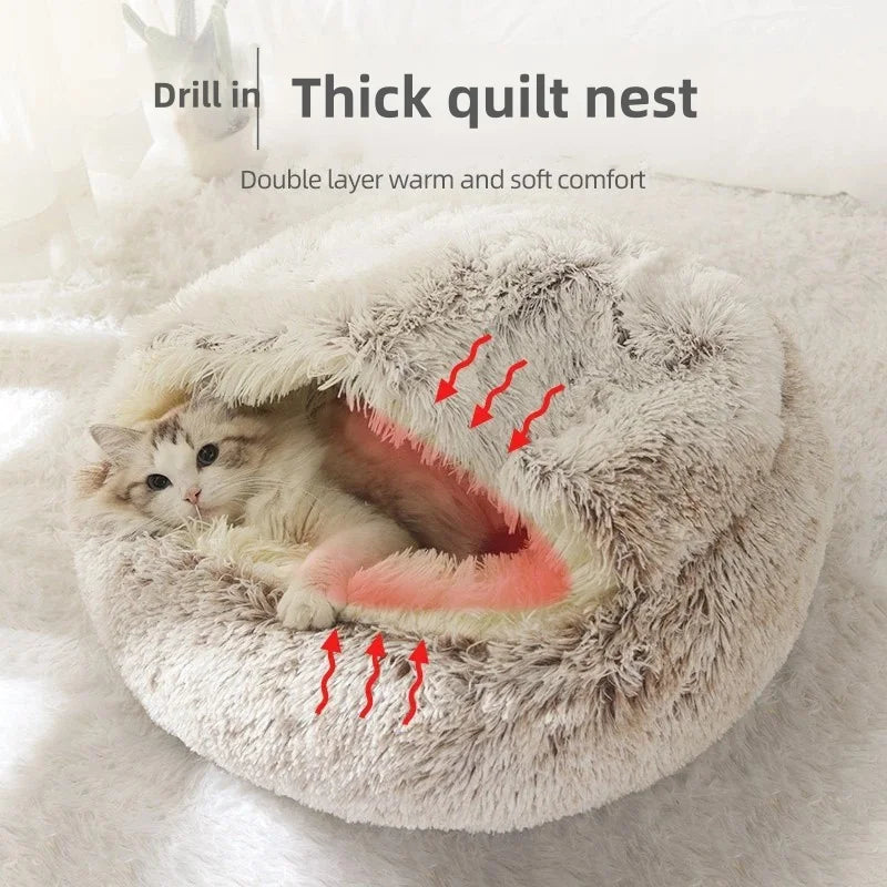 Cama Semicerrada de Peluche para Gato