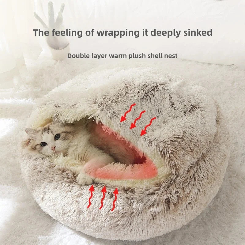 Cama Semicerrada de Peluche para Gato