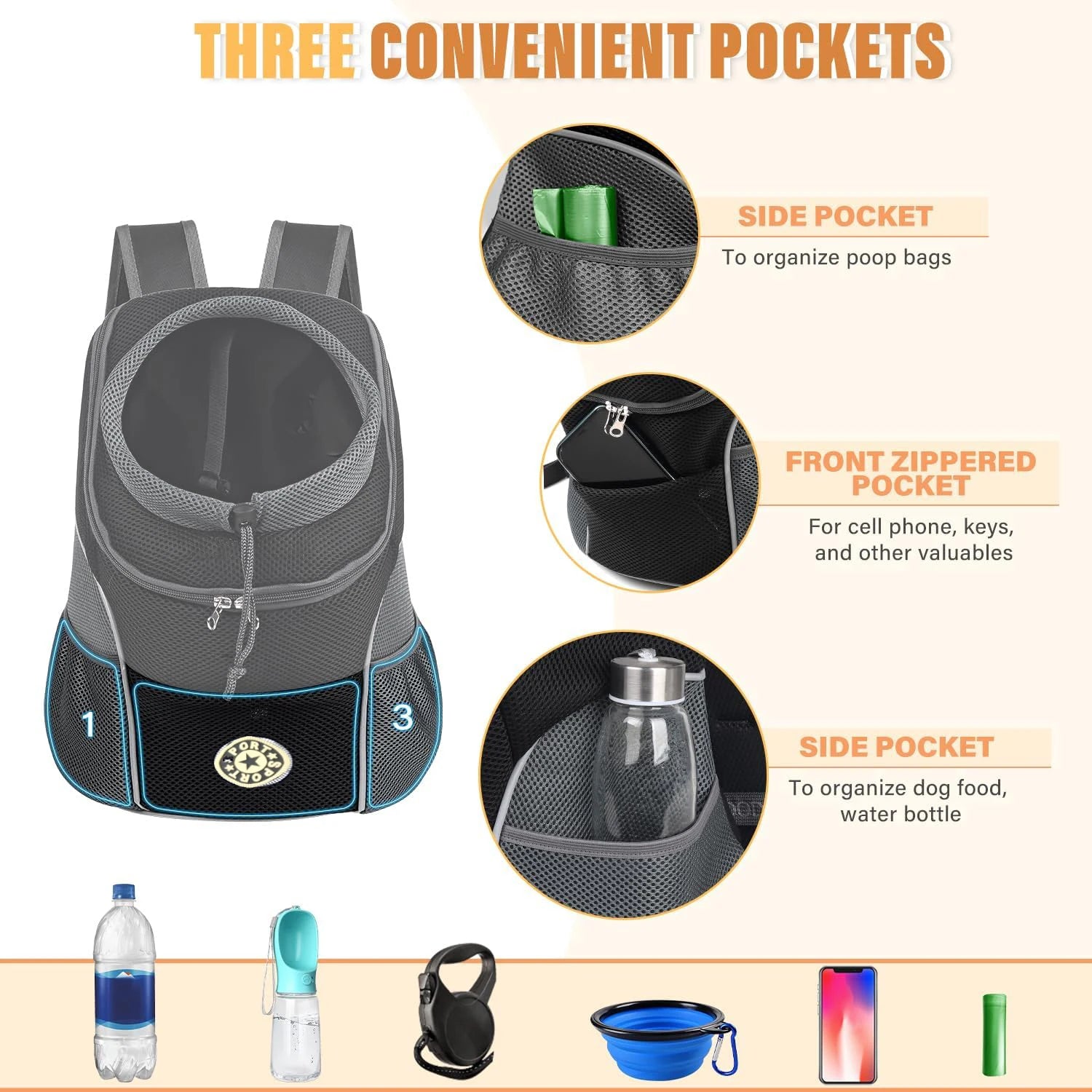 Mochila Transportadora para Perros y Gatos Pequeños – Ventilada y Plegable