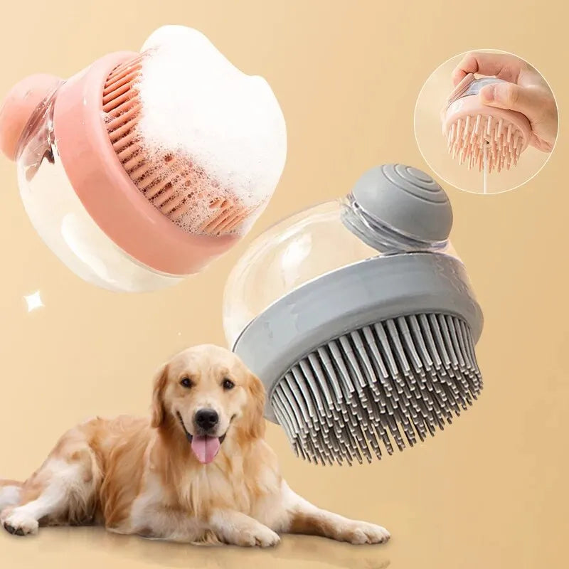 Cepillo de Baño de Silicona con Dispensador de Champú para Mascotas