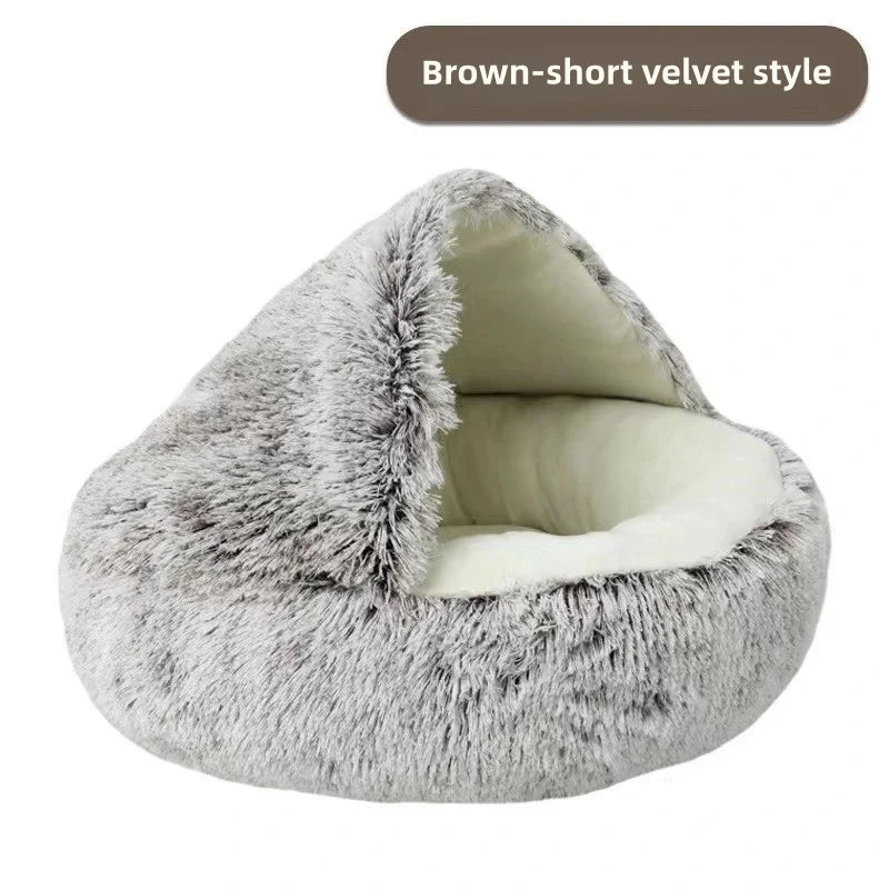 Cama Semicerrada de Peluche para Gato