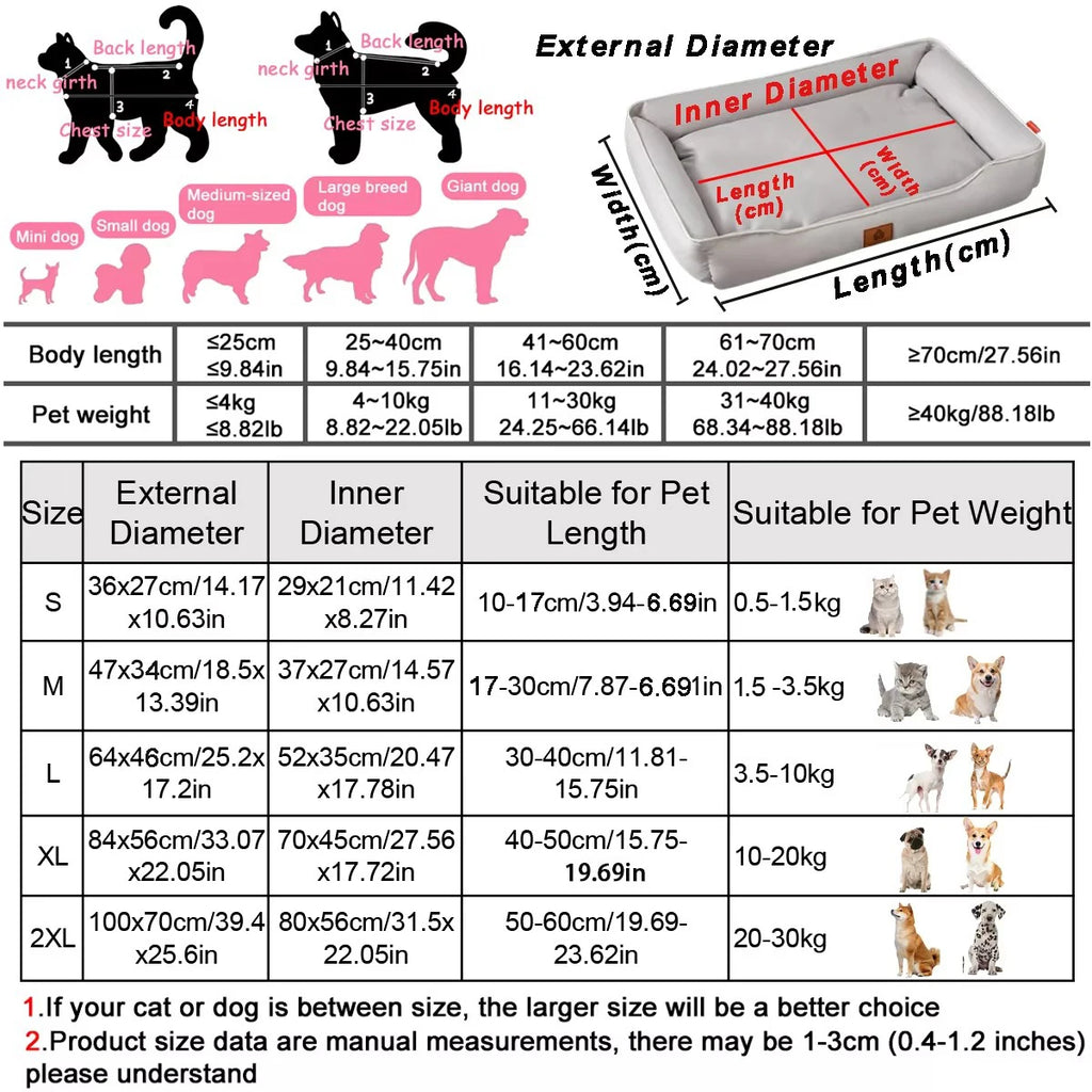 Cama Cuadrada para Perros Grandes – Resistente y Impermeable