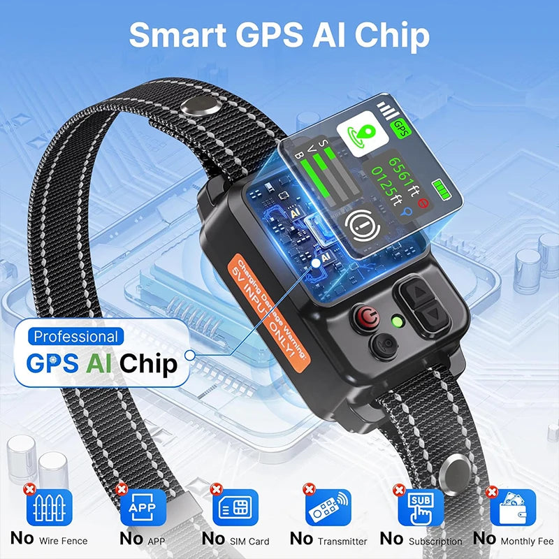 Collar GPS Inalámbrico con Valla Electrónica para Perros