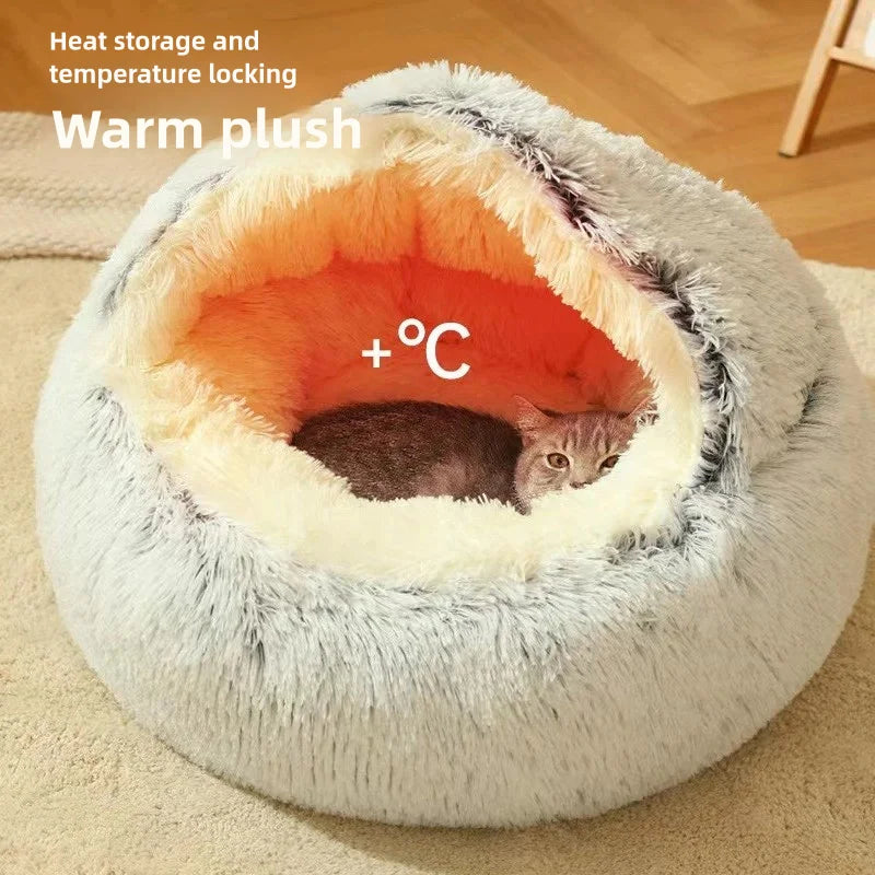 Cama Semicerrada de Peluche para Gato