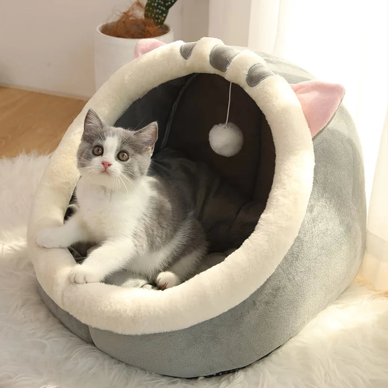 Cama Cueva para Gatos y Perros Pequeños – Lavable y Plegable