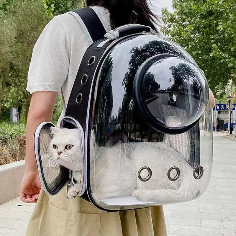 Mochila Cápsula Espacial Transparente para Gatos – Respirable y Portátil