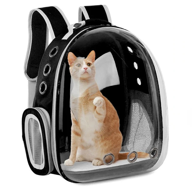 Mochila Cápsula Espacial Transparente para Gatos – Respirable y Portátil