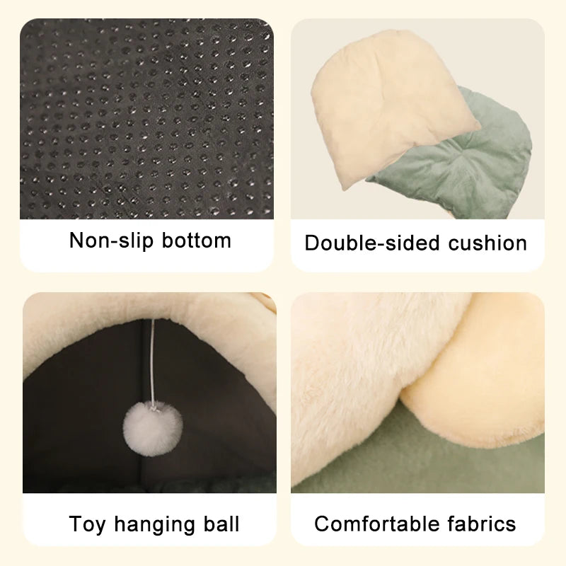 Cama Cueva para Gatos y Perros Pequeños – Lavable y Plegable