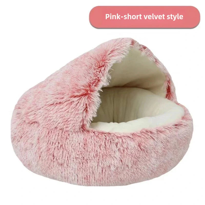 Cama Semicerrada de Peluche para Gato
