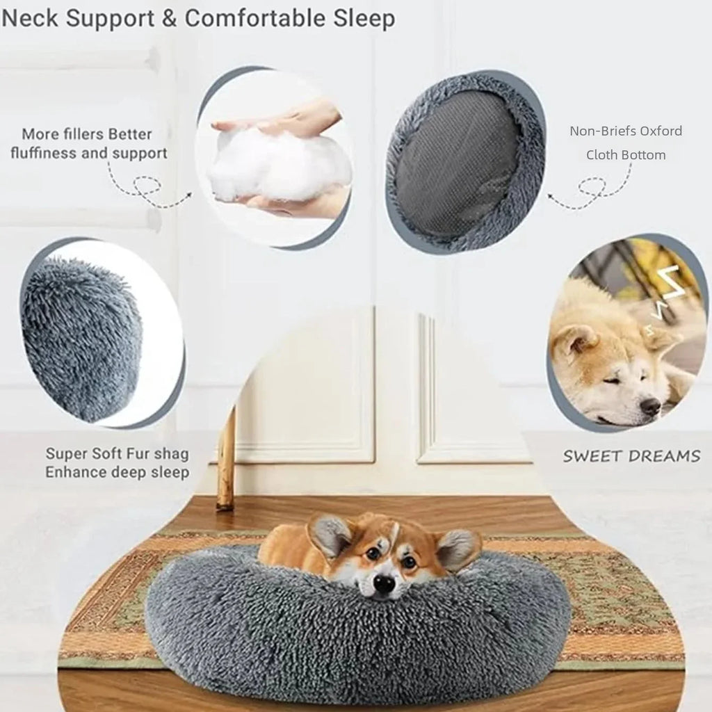 Cama Redonda Nido para Perros y Gatos – Suave y Cálida, 6 Tallas