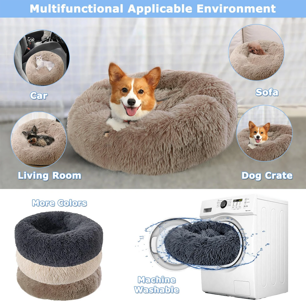 Cama Redonda Nido para Perros y Gatos – Suave y Cálida, 6 Tallas