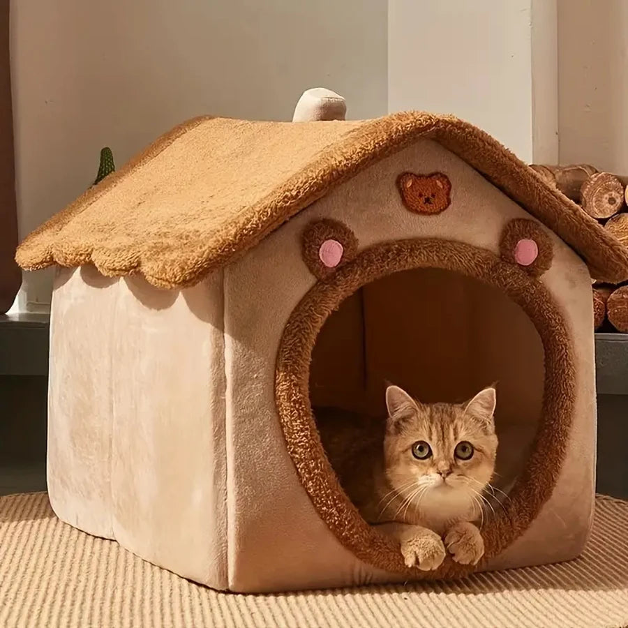 Casa Cueva Plegable para Gatos y Perros Pequeños y Medianos