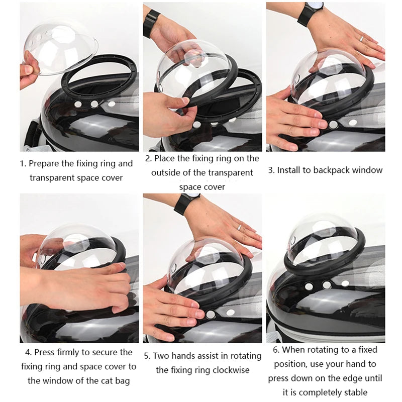 Mochila Cápsula Espacial Transparente para Gatos – Respirable y Portátil