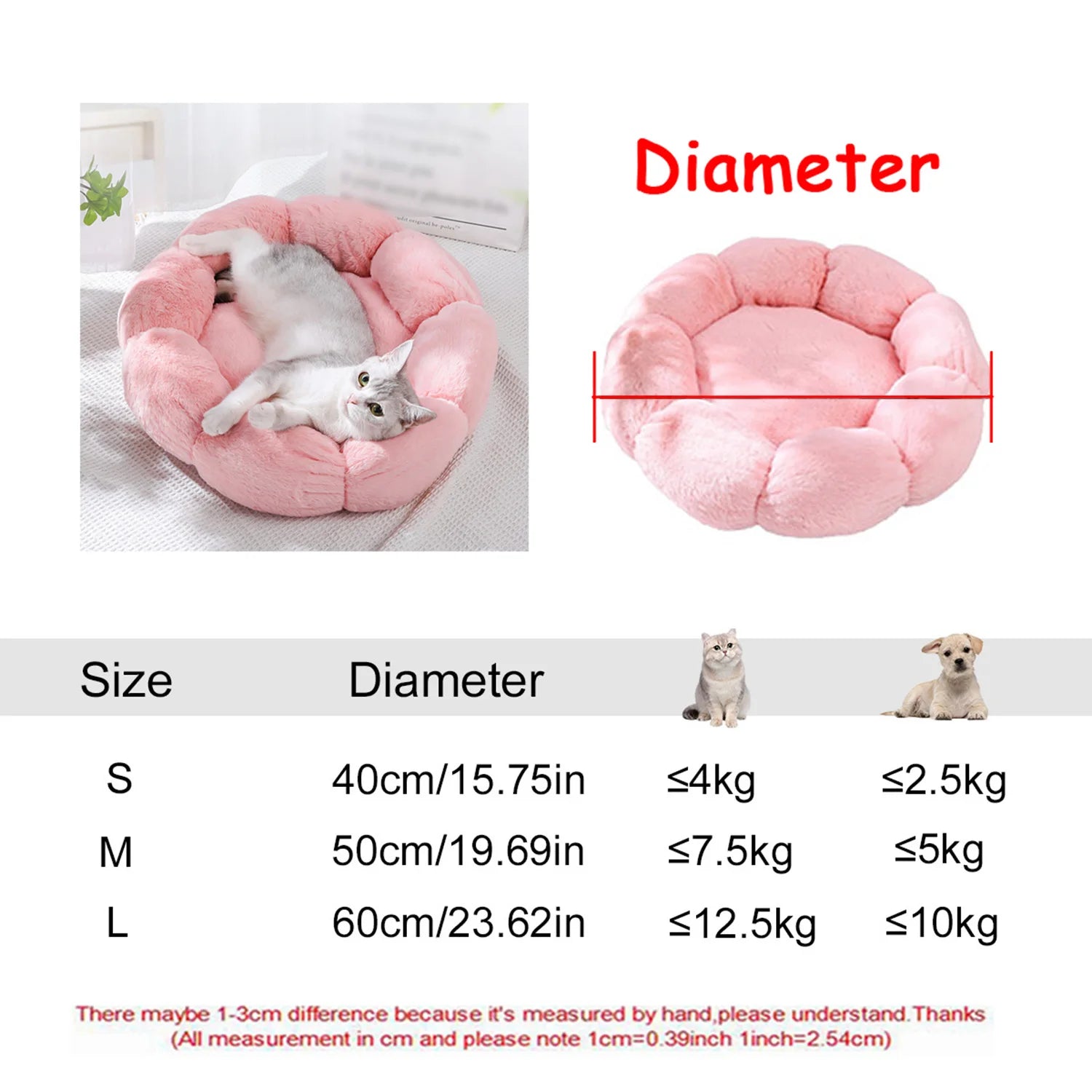 Cama Redonda Nido para Perros y Gatos – Suave y Cálida, 6 Tallas