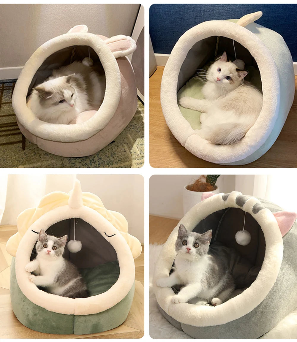 Cama Cueva para Gatos y Perros Pequeños – Lavable y Plegable