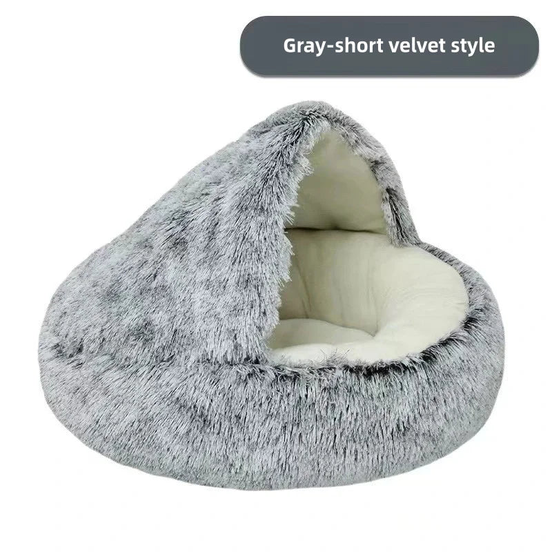 Cama Semicerrada de Peluche para Gato
