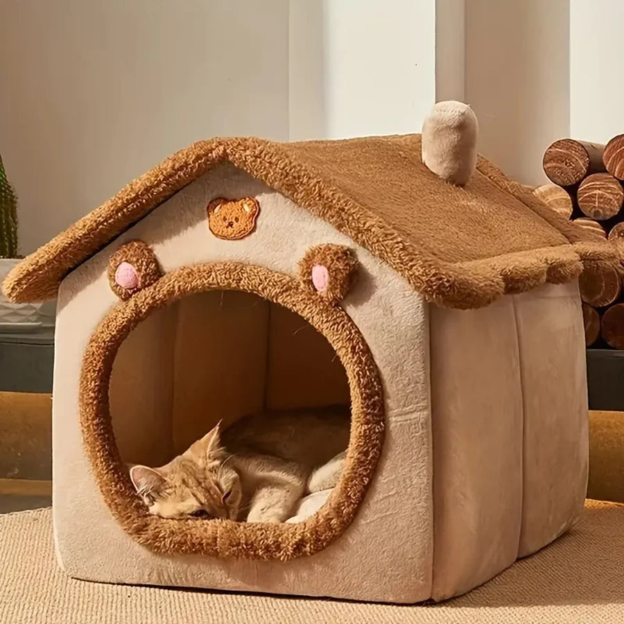 Casa Cueva Plegable para Gatos y Perros Pequeños y Medianos
