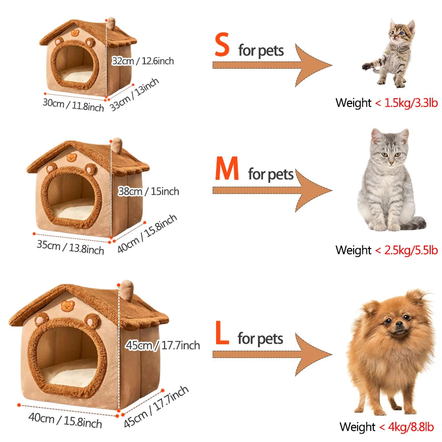 Casa Cueva Plegable para Gatos y Perros Pequeños y Medianos