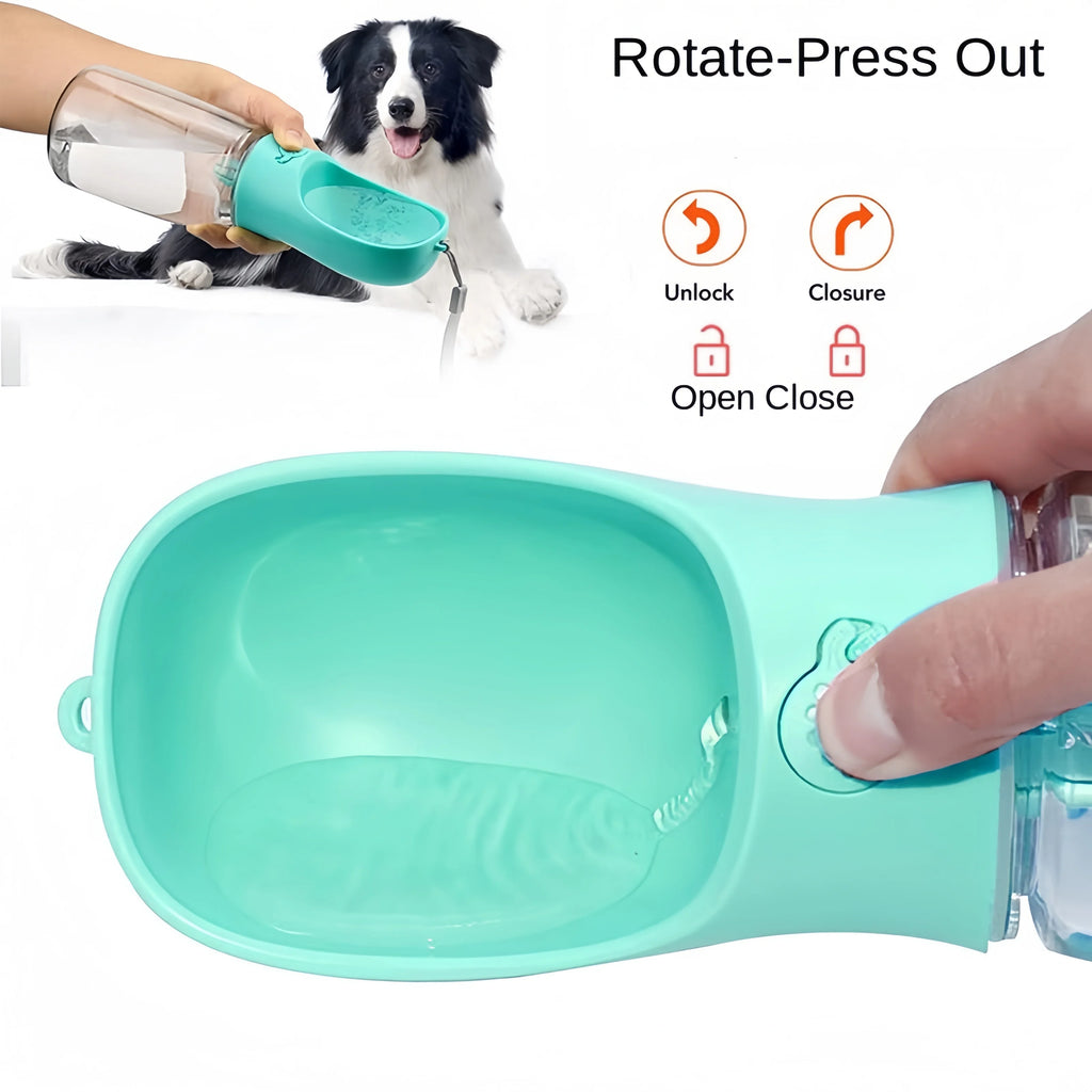 Botella Portátil 2 en 1 con Dispensador de Agua y Compartimento de Comida para Mascotas