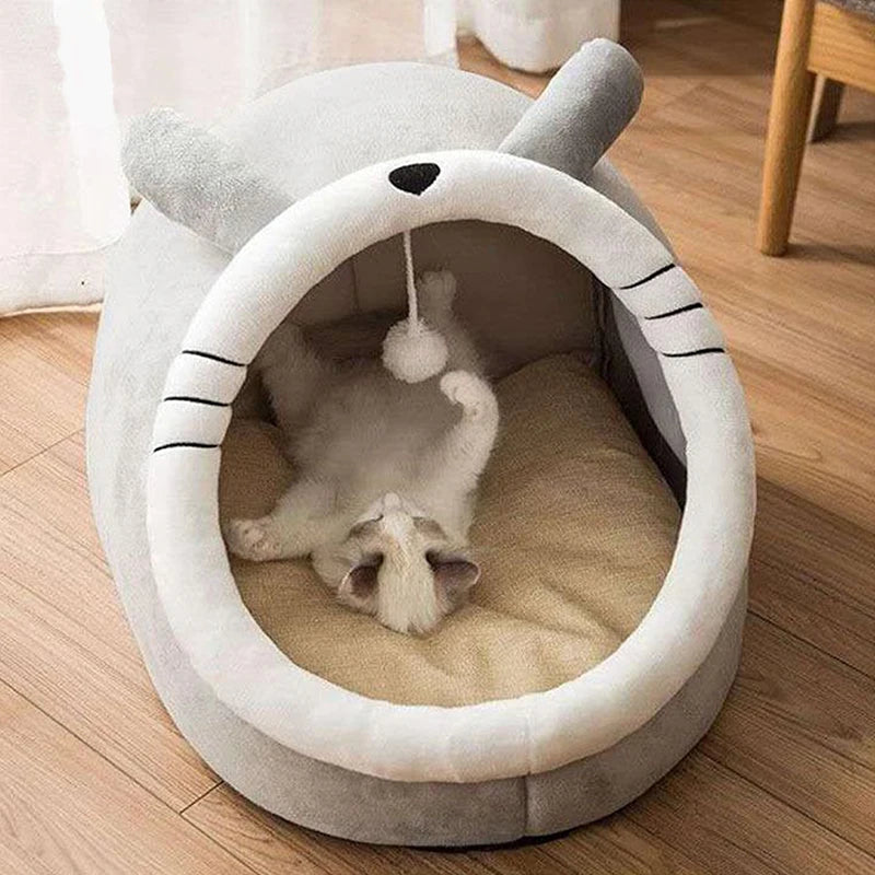 Cama Cueva para Gatos y Perros Pequeños – Lavable y Plegable