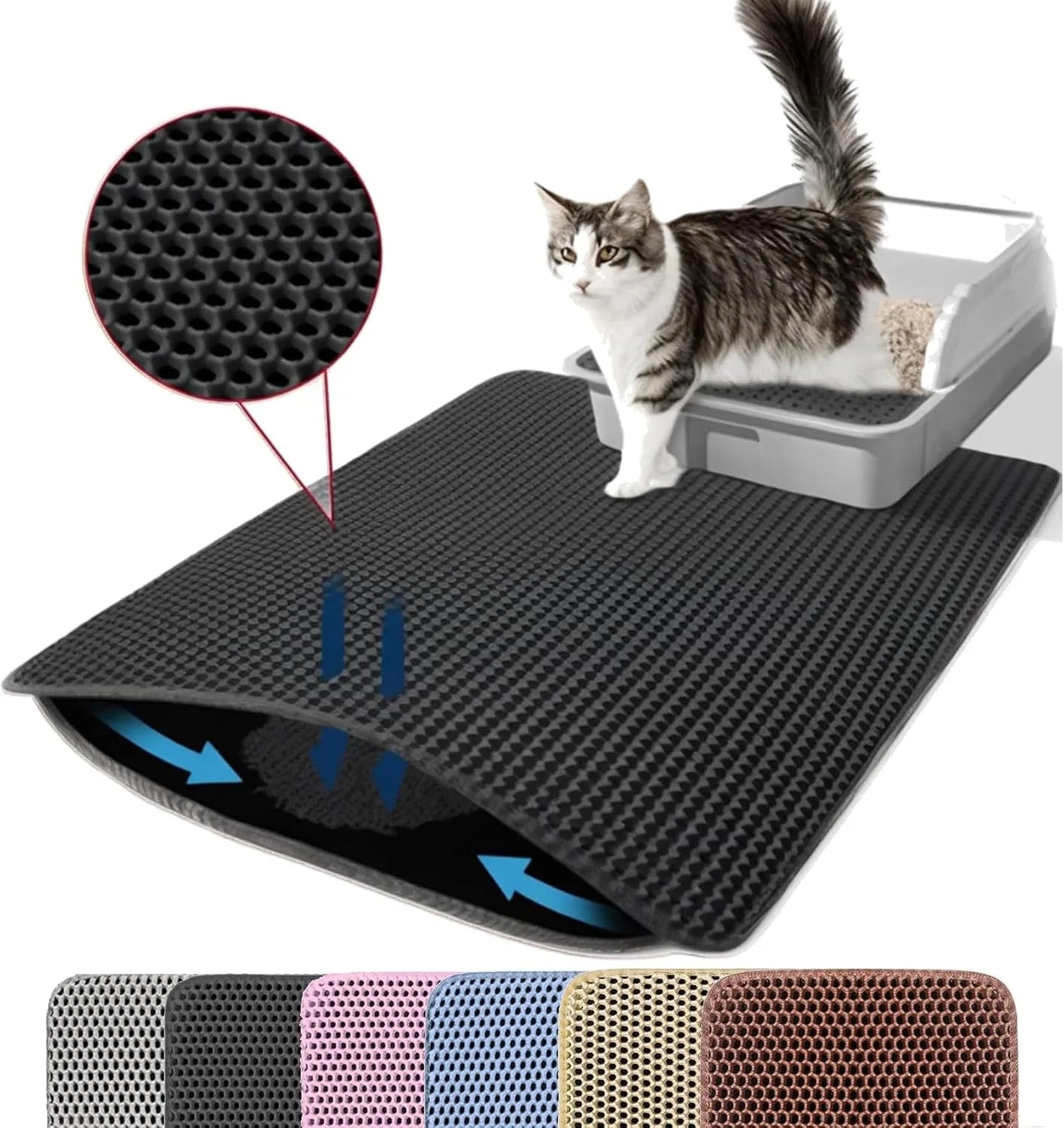 Alfombra Doble Capa para Arena de Gatos – Antideslizante, Impermeable y Lavable
