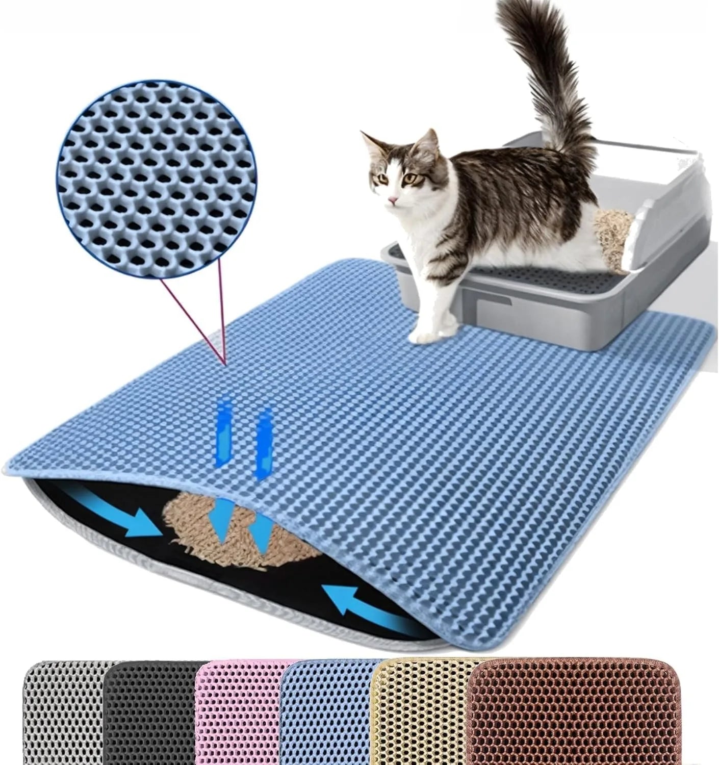 Alfombra Doble Capa para Arena de Gatos – Antideslizante, Impermeable y Lavable