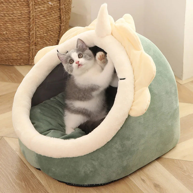 Cama Cueva para Gatos y Perros Pequeños – Lavable y Plegable