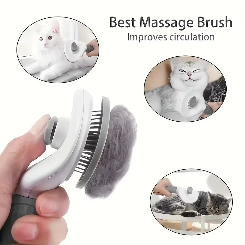 Cepillo Quita Pelo con Botón de Vaciado para Perros y Gatos – Un Clic