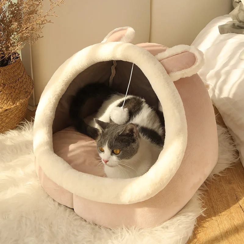 Cama Cueva para Gatos y Perros Pequeños – Lavable y Plegable