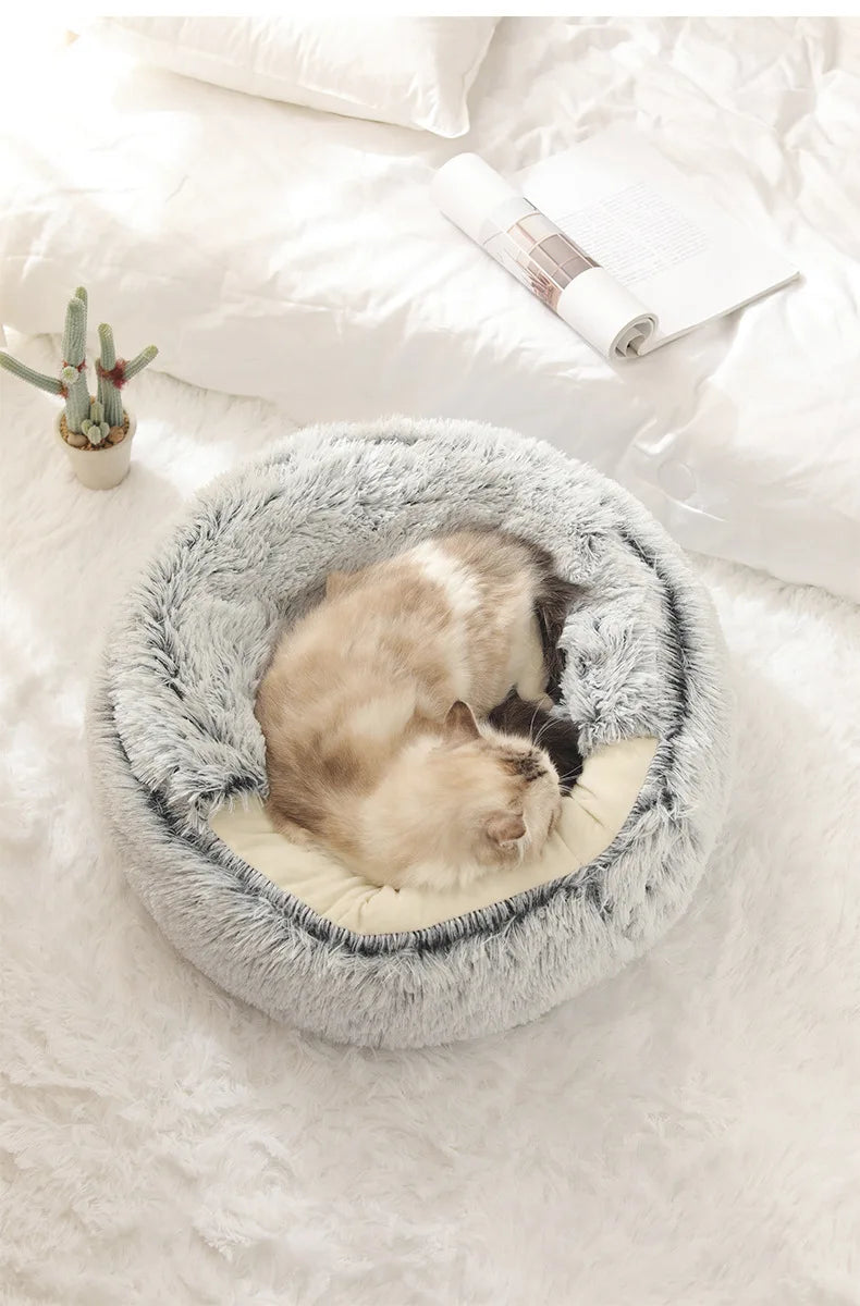 Cama Semicerrada de Peluche para Gato
