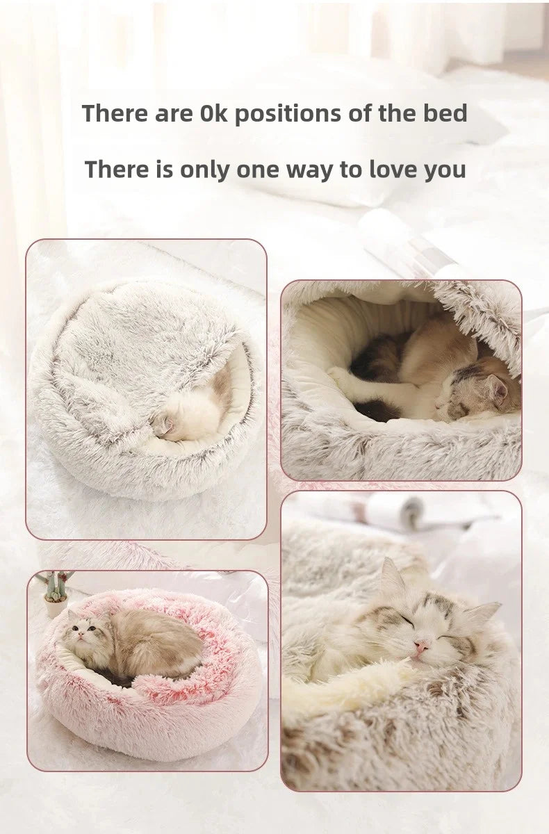 Cama Semicerrada de Peluche para Gato
